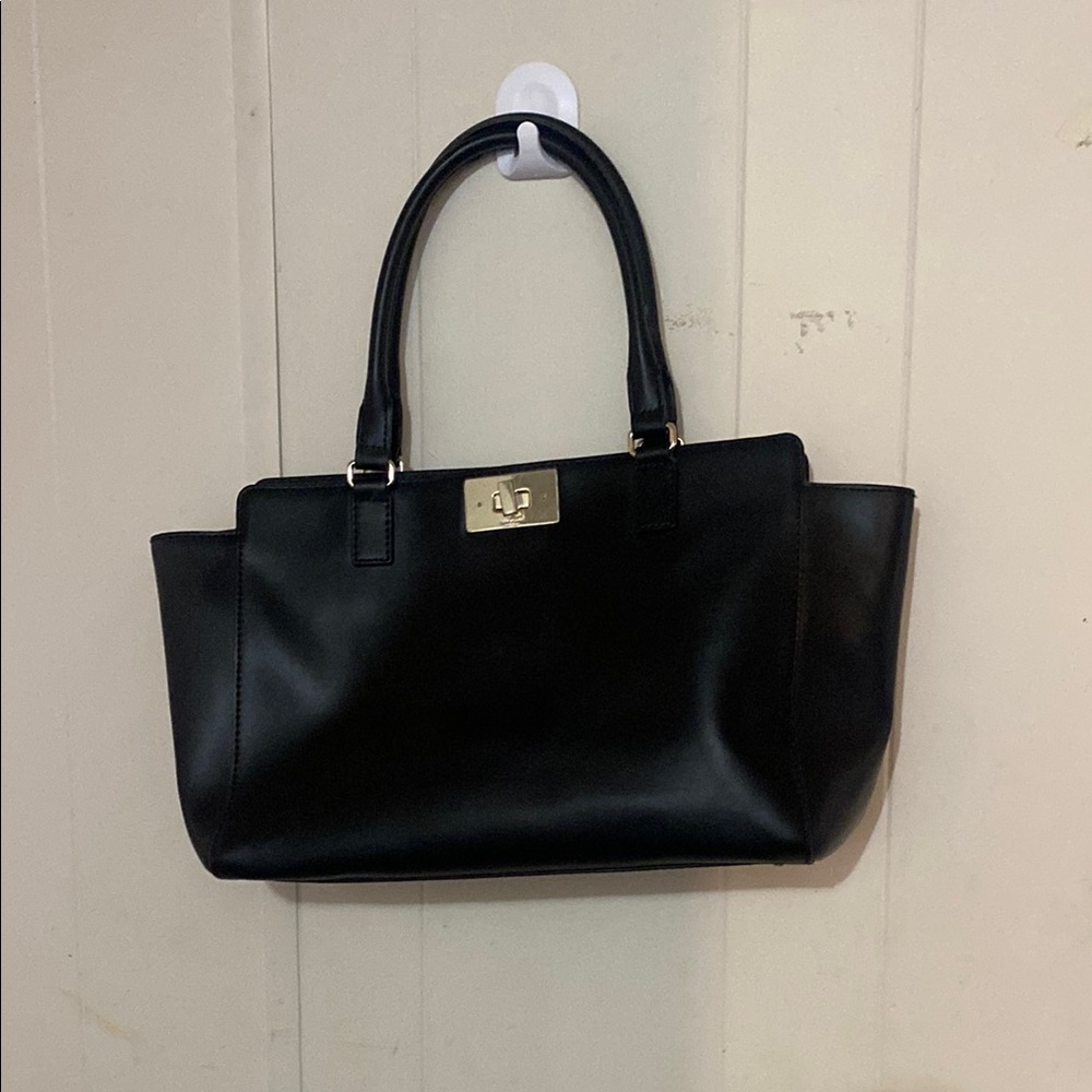kate spade Black Leather Tote with Gold Hardware